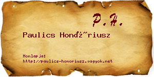 Paulics Honóriusz névjegykártya